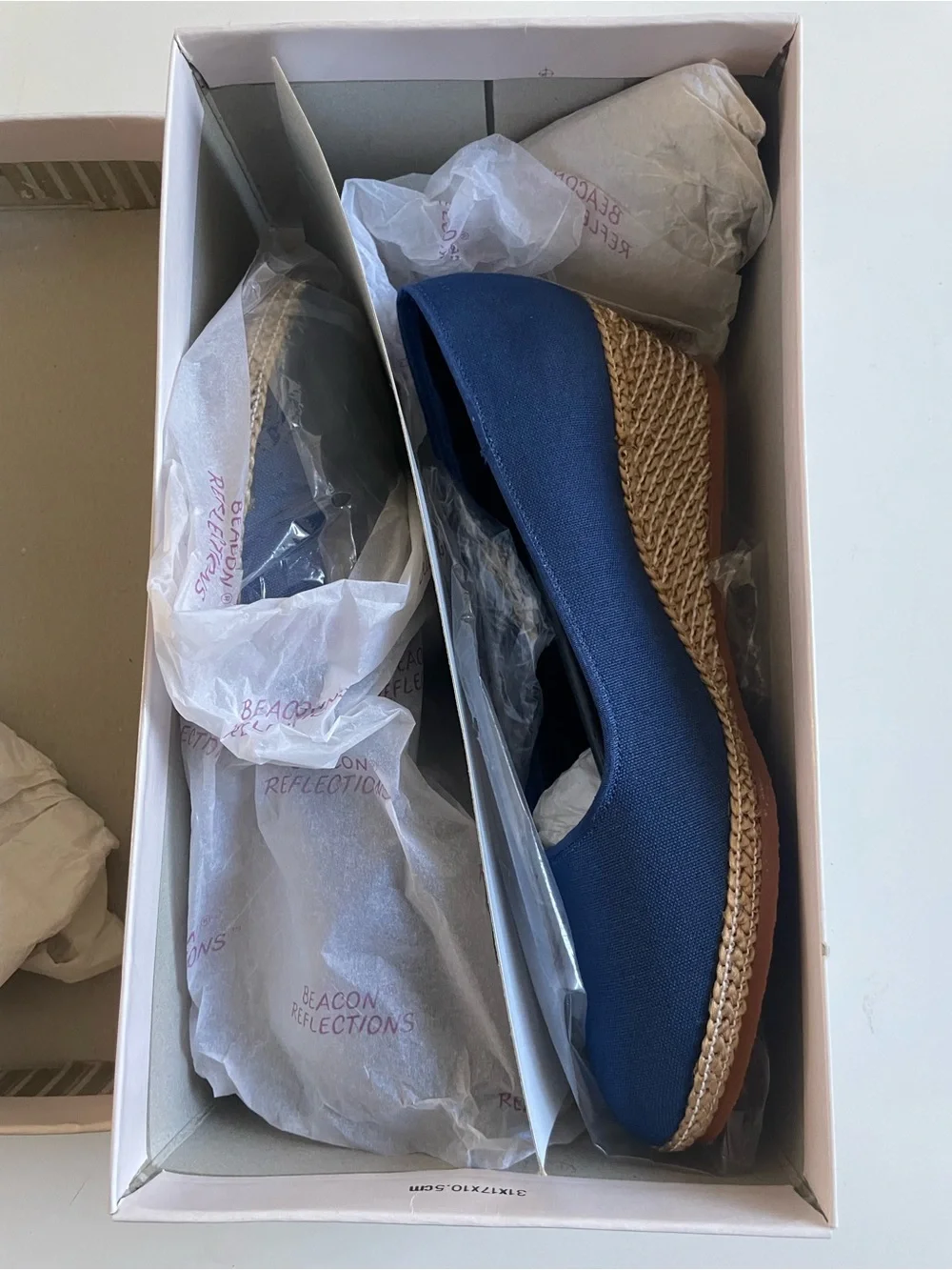 Classic Navy Espadrille Wedge Flats - Women blue new